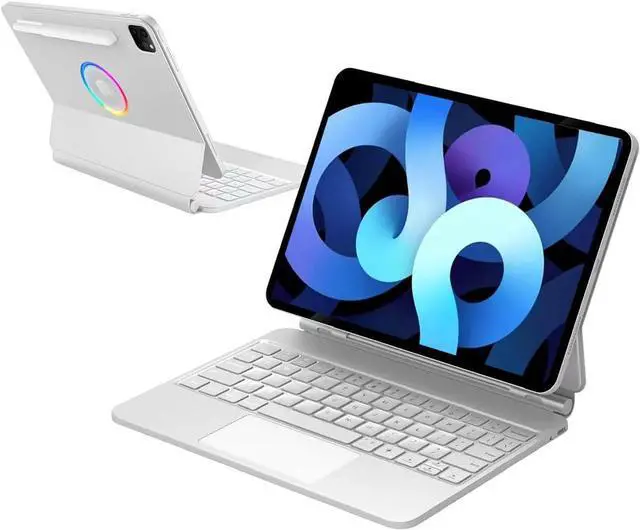 Main image of Keyboard Case for iPad Air 5th/4th Generation 10.9 inch 2022/2020, iPad Pro 11 4th/3rd/2nd/1st Gen, Wireless Bluetooth Magnetic Keyboard Case with Detachable Pencil Holder, Trackpad, RGB Backlit White