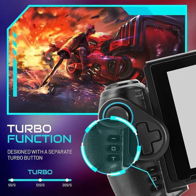Alt view image 3 of 6 - LED Switch Joycon Support Telescopic Adjustment, One-Piece Joypad Controller Replacement for Switch Pro Controlle, Switch Controller with Colors LED, Adjustable Joystick Sensitivity and Turbo Function