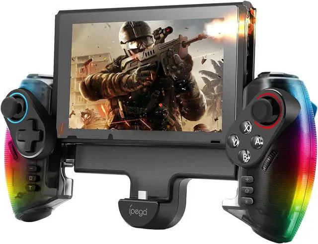 Alt view image 4 of 6 - LED Switch Joycon Support Telescopic Adjustment, One-Piece Joypad Controller Replacement for Switch Pro Controlle, Switch Controller with Colors LED, Adjustable Joystick Sensitivity and Turbo Function