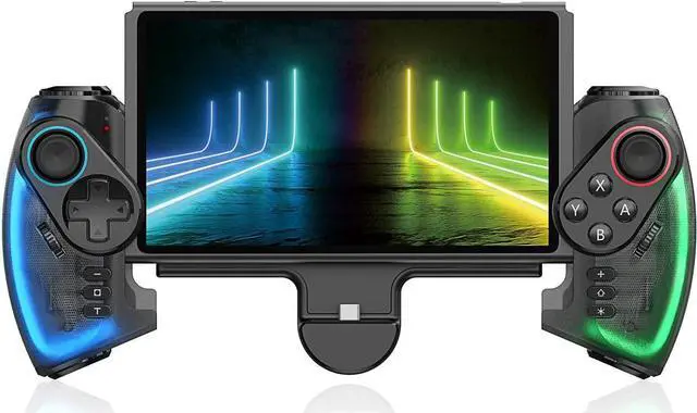 Main image of BONAEVER LED Switch Joycon Support Telescopic Adjustment, Enhanced Switch/Switch OLED Joycon Controller for Handheld Mode, Switch Controller with Colors LED, Adjustable Joystick Sensitivity and Turbo