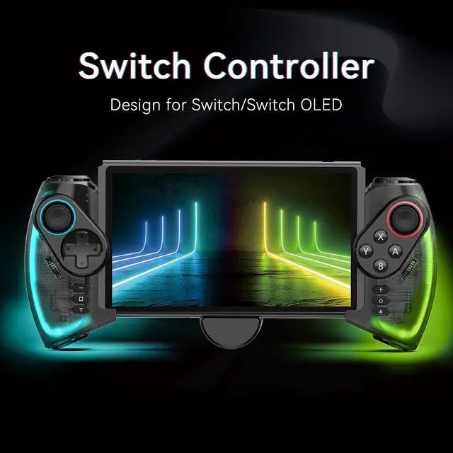 Alt view image 4 of 7 - BONAEVER LED Switch Joycon Support Telescopic Adjustment, Enhanced Switch/Switch OLED Joycon Controller for Handheld Mode, Switch Controller with Colors LED, Adjustable Joystick Sensitivity and Turbo