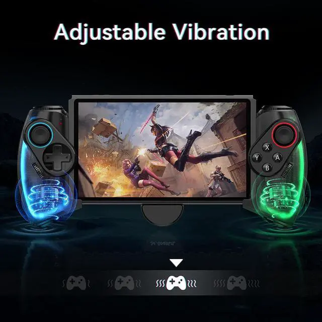Alt view image 5 of 7 - BONAEVER LED Switch Joycon Support Telescopic Adjustment, Enhanced Switch/Switch OLED Joycon Controller for Handheld Mode, Switch Controller with Colors LED, Adjustable Joystick Sensitivity and Turbo