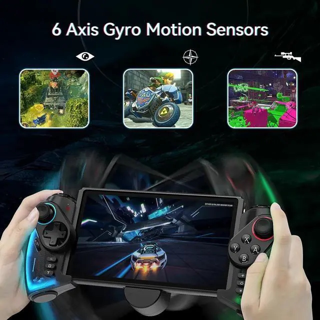 Alt view image 6 of 7 - BONAEVER LED Switch Joycon Support Telescopic Adjustment, Enhanced Switch/Switch OLED Joycon Controller for Handheld Mode, Switch Controller with Colors LED, Adjustable Joystick Sensitivity and Turbo