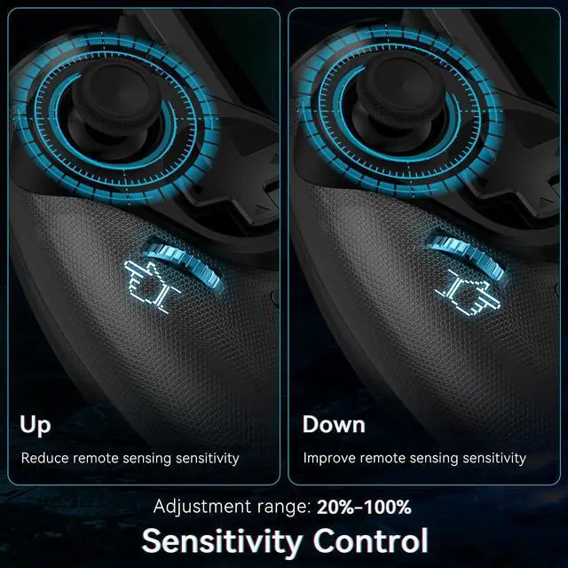 Alt view image 2 of 7 - BONAEVER LED Switch Joycon Support Telescopic Adjustment, Enhanced Switch/Switch OLED Joycon Controller for Handheld Mode, Switch Controller with Colors LED, Adjustable Joystick Sensitivity and Turbo