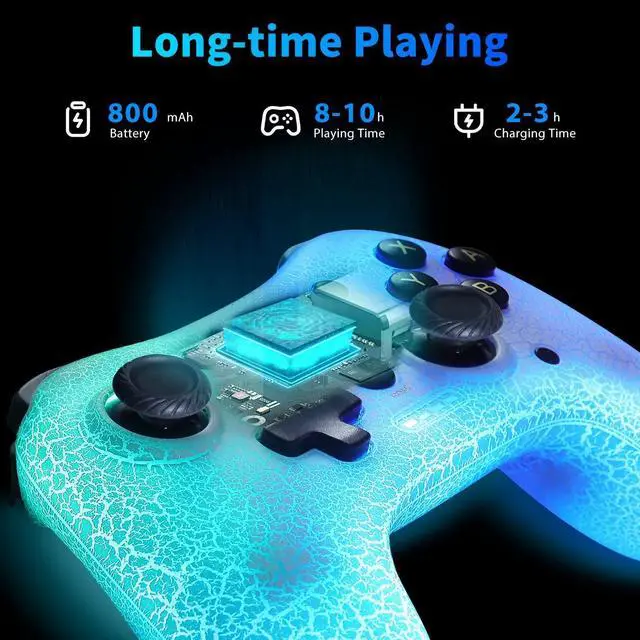 Alt view image 5 of 7 - Switch Pro Controller,Wireless Switch Controller Compatible with Nintendo Switch/Lite/OLED/PC,Bluetooth Pro Controller Switch with Adjustable LED Light/Turbo/Vibration,Wake-Up Function
