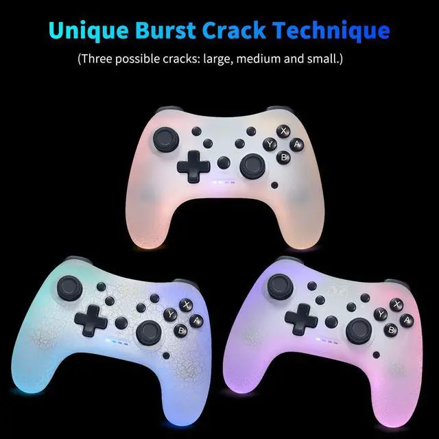 Alt view image 4 of 7 - Switch Pro Controller,Wireless Switch Controller Compatible with Nintendo Switch/Lite/OLED/PC,Bluetooth Pro Controller Switch with Adjustable LED Light/Turbo/Vibration,Wake-Up Function