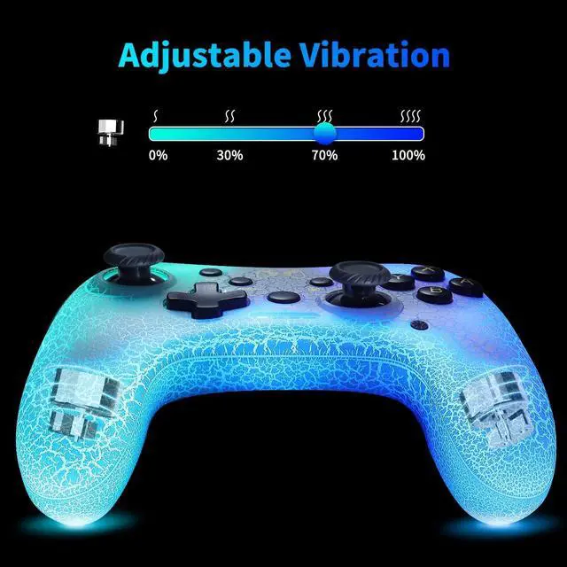 Alt view image 3 of 7 - Switch Pro Controller,Wireless Switch Controller Compatible with Nintendo Switch/Lite/OLED/PC,Bluetooth Pro Controller Switch with Adjustable LED Light/Turbo/Vibration,Wake-Up Function