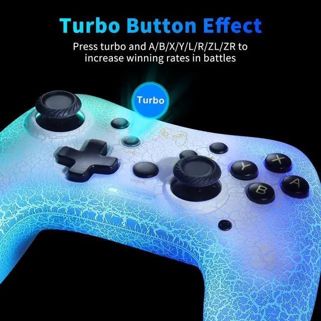 Alt view image 6 of 7 - Switch Pro Controller,Wireless Switch Controller Compatible with Nintendo Switch/Lite/OLED/PC,Bluetooth Pro Controller Switch with Adjustable LED Light/Turbo/Vibration,Wake-Up Function