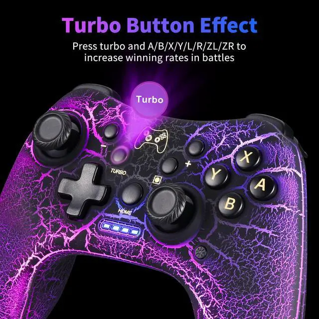 Alt view image 7 of 7 - BONAEVER Switch Pro Controller,Wireless Switch Controller Compatible with Nintendo Switch/Lite/OLED/PC,Bluetooth Pro Controller Switch with Adjustable LED Light/Turbo/Vibration,Wake-Up Black