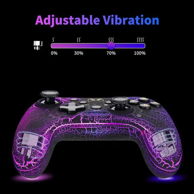 Alt view image 3 of 7 - BONAEVER Switch Pro Controller,Wireless Switch Controller Compatible with Nintendo Switch/Lite/OLED/PC,Bluetooth Pro Controller Switch with Adjustable LED Light/Turbo/Vibration,Wake-Up Black