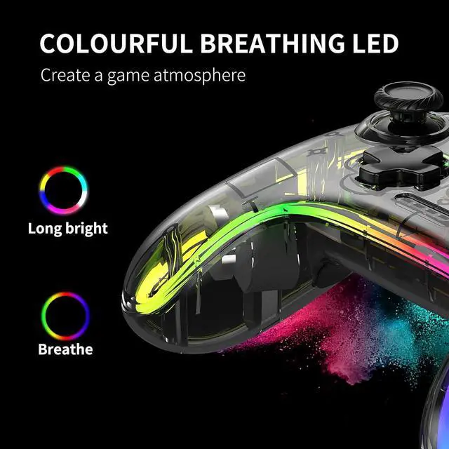 Alt view image 2 of 6 - bonaever Switch Controller,Wireless Switch Pro Controller Compatible with Switch/Switch lite/Switch OLED,Pro Controller Switch Support Turbo,Wake-up Function and Adjustable LED