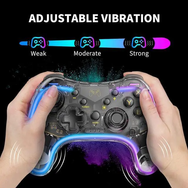 Alt view image 4 of 6 - bonaever Switch Controller,Wireless Switch Pro Controller Compatible with Switch/Switch lite/Switch OLED,Pro Controller Switch Support Turbo,Wake-up Function and Adjustable LED