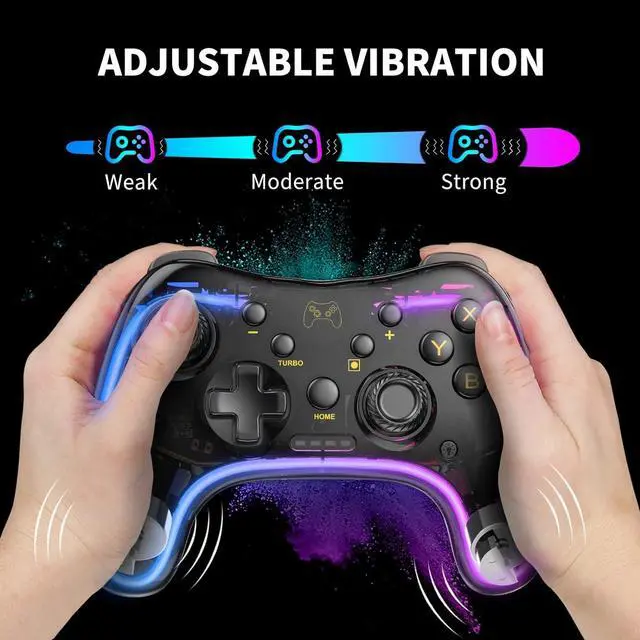 Alt view image 3 of 6 - bonaever Switch Controller,Wireless Switch Pro Controller Compatible with Switch/Switch lite/Switch OLED,Pro Controller Switch Support Turbo,Wake-up Function and Adjustable LED Black