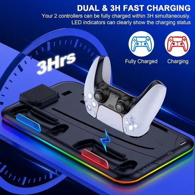 Alt view image 7 of 7 - BONAEVER PS5 Slim Stand and Turbo Cooling Station with Controller Charging Station for Playsation 5, PS5 Accessories Kits with Cooling Fan, RGB LED, 15 Game Slot, Headset Holder for PS5 Digital/Disc