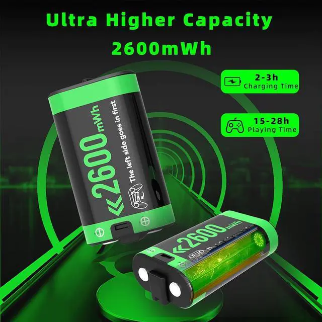Alt view image 2 of 6 - BONAEVER Rechargeable Battery Pack Charger Station for Xbox Controller, 4 x 2600mWh Rechargeable Batteries for Xbox Controller Battery Pack for Xbox One/Xbox Series X|S/Xbox One S|X/Xbox One Elite