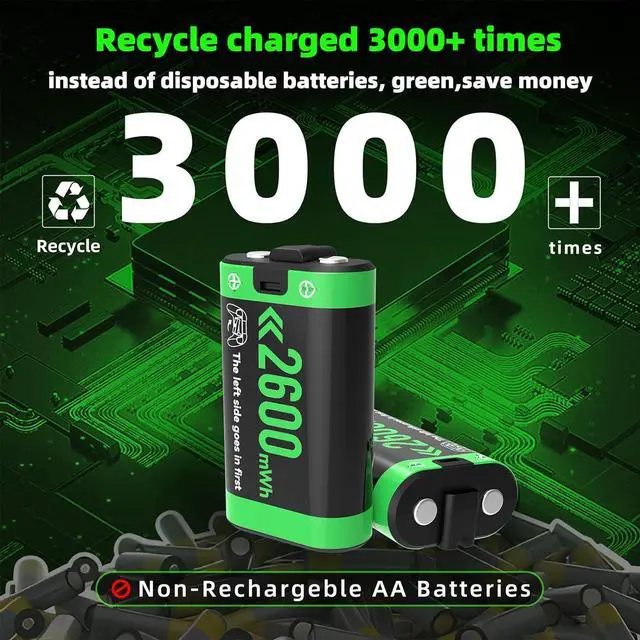 Alt view image 5 of 6 - BONAEVER Rechargeable Battery Pack Charger Station for Xbox Controller, 4 x 2600mWh Rechargeable Batteries for Xbox Controller Battery Pack for Xbox One/Xbox Series X|S/Xbox One S|X/Xbox One Elite