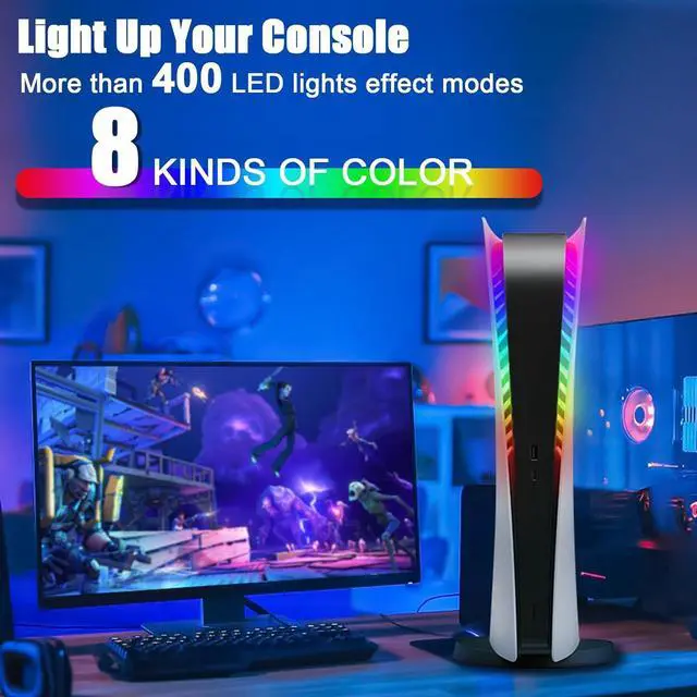 Alt view image 2 of 7 - BONAEVER Light Strip Kit for PS5 Console, PS5 RGB LED Light with 8 Color 400 Light Effects Compatible with Digital & Disc Edition, PlayStation5 DIY Decoration Accessories, PS5 RGB Lights with Remote