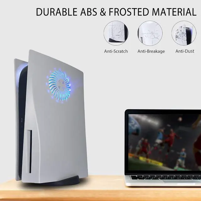 Alt view image 4 of 7 - BONAEVER Cover Plates with RGB Light Strip for Playstation 5 Disc Version and Cooling Vent, PS5 Faceplate PS5 Accessories Bundle Console Skin Shell Custom with 400+ Effects LED Lights Ring White