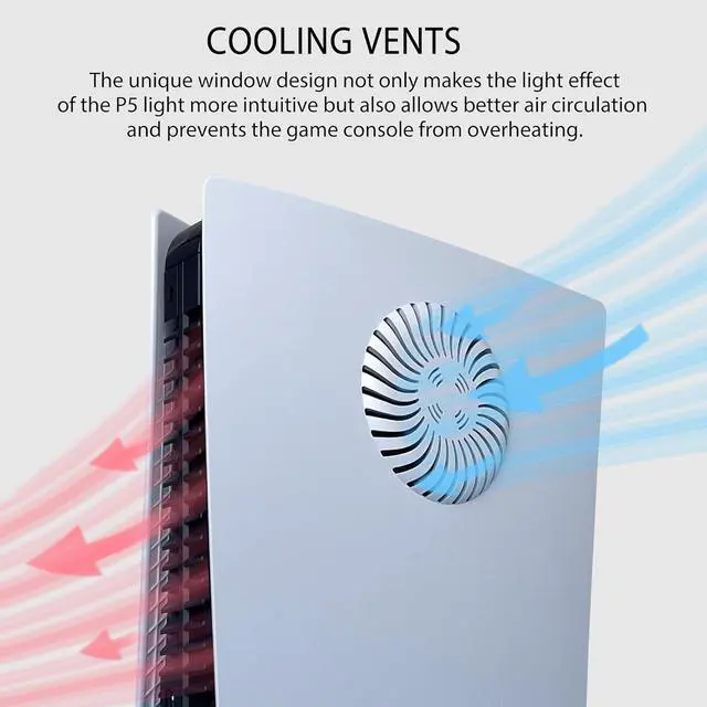 Alt view image 5 of 7 - BONAEVER Cover Plates with RGB Light Strip for Playstation 5 Disc Version and Cooling Vent, PS5 Faceplate PS5 Accessories Bundle Console Skin Shell Custom with 400+ Effects LED Lights Ring White