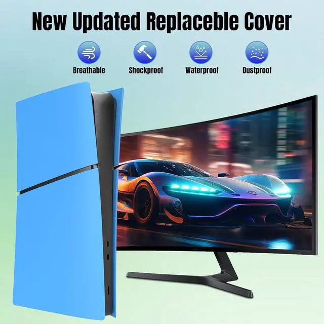 Alt view image 5 of 7 - BONAEVER Slim Digital Edition Cover Plates for New PS5 Slim Console, Shell Panels Compatible with New Playstation 5 Slim Accessories Protective Replacement Faceplate Blue