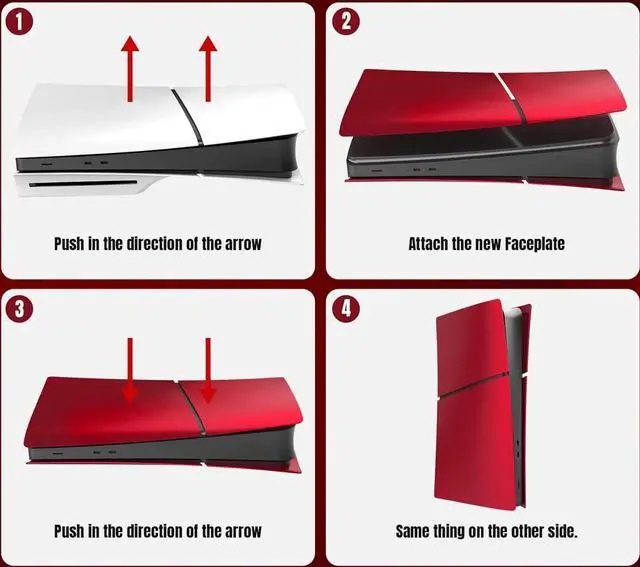 Alt view image 4 of 6 - BONAEVER Slim Digital Edition Cover Plates for New PS5 Slim Console, Shell Panels Compatible with New Playstation 5 Slim Accessories Protective Replacement Faceplate Red