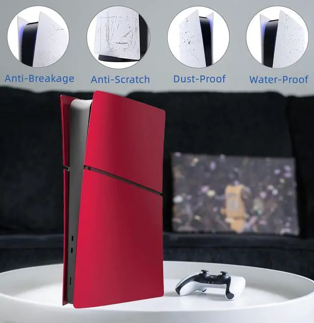 Alt view image 3 of 6 - BONAEVER Slim Digital Edition Cover Plates for New PS5 Slim Console, Shell Panels Compatible with New Playstation 5 Slim Accessories Protective Replacement Faceplate Red