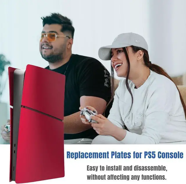 Alt view image 2 of 6 - BONAEVER Slim Digital Edition Cover Plates for New PS5 Slim Console, Shell Panels Compatible with New Playstation 5 Slim Accessories Protective Replacement Faceplate Red