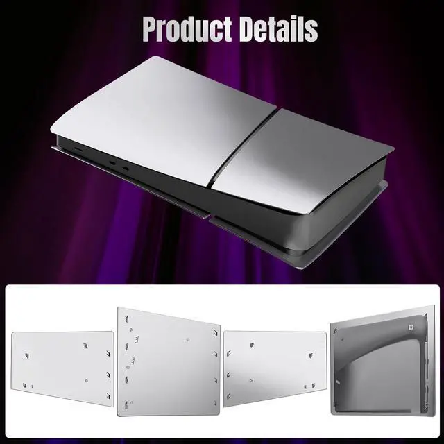 Alt view image 5 of 7 - BONAEVER Slim Digital Edition Cover Plates for New PS5 Slim Console, Shell Panels Compatible with New Playstation 5 Slim Accessories Protective Replacement Faceplate Silver