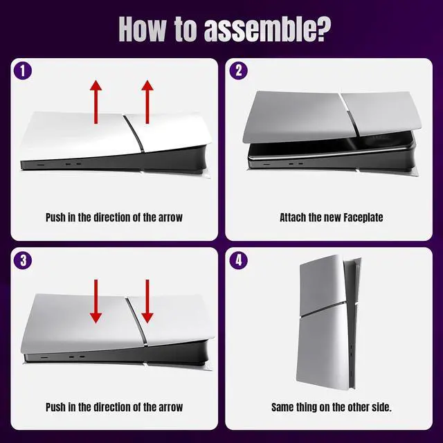 Alt view image 3 of 7 - BONAEVER Slim Digital Edition Cover Plates for New PS5 Slim Console, Shell Panels Compatible with New Playstation 5 Slim Accessories Protective Replacement Faceplate Silver