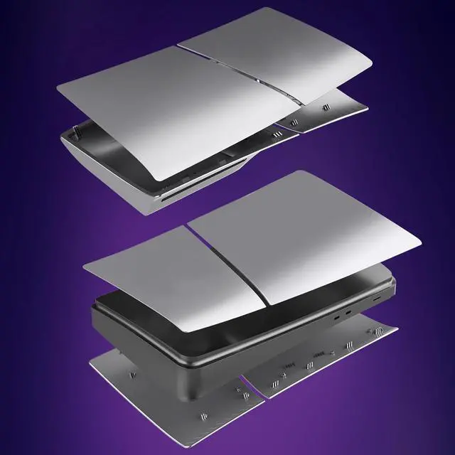 Alt view image 6 of 7 - BONAEVER Slim Digital Edition Cover Plates for New PS5 Slim Console, Shell Panels Compatible with New Playstation 5 Slim Accessories Protective Replacement Faceplate Silver