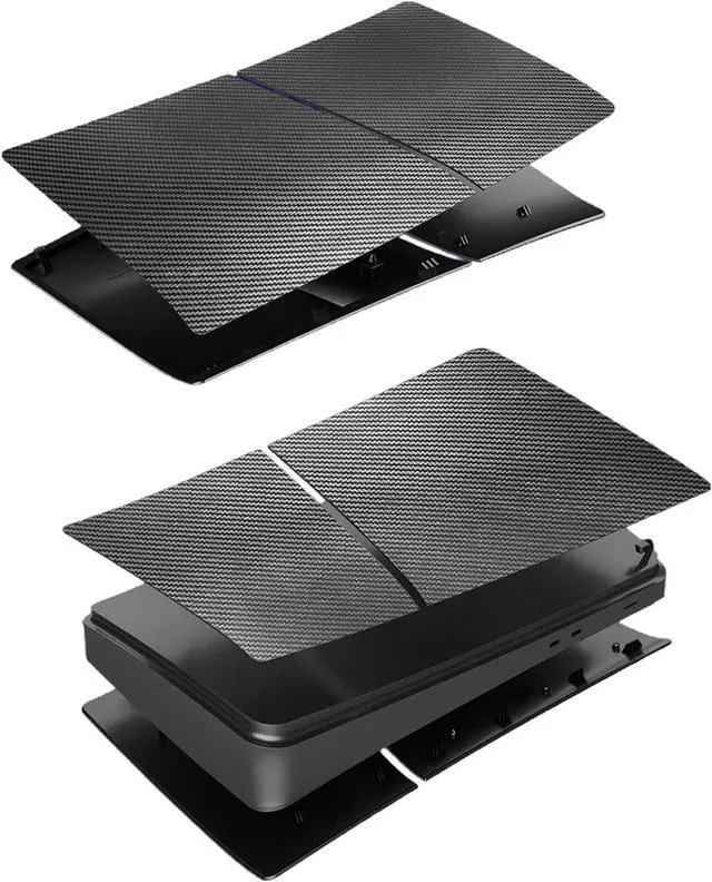 Alt view image 2 of 7 - BONAEVER Slim Digital Edition Cover Plates for New PS5 Slim Console, Shell Panels Compatible with New Playstation 5 Slim Accessories Protective Replacement Faceplate - Carbon Fiber Black