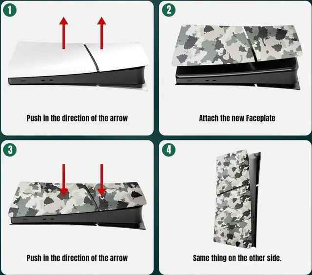 Alt view image 3 of 6 - BONAEVER Slim Digital Edition Cover Plates for New PS5 Slim Console, Shell Panels Compatible with New Playstation 5 Slim Accessories Protective Replacement Faceplate - Gray Camouflage