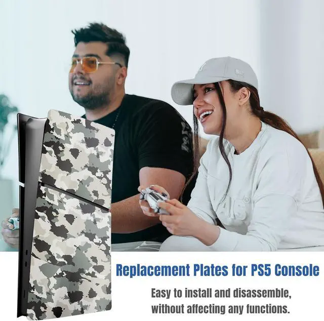 Alt view image 2 of 6 - BONAEVER Slim Digital Edition Cover Plates for New PS5 Slim Console, Shell Panels Compatible with New Playstation 5 Slim Accessories Protective Replacement Faceplate - Gray Camouflage