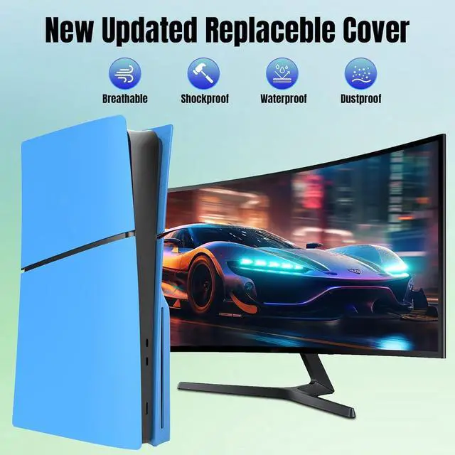 Alt view image 6 of 7 - BONAEVER [Faceplate for PS5 Slim Disc Edition] - Plates for PS5 Console Cover Plates, Premium ABS Faceplate Shell Covers for Playstation 5 Slim Disc Edition Blue