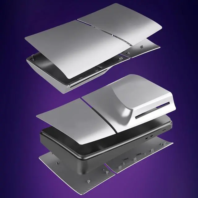 Alt view image 2 of 7 - BONAEVER [Faceplate for PS5 Slim Disc Edition] - Plates for PS5 Console Cover Plates, Premium ABS Faceplate Shell Covers for Playstation 5 Slim Disc Edition Silver