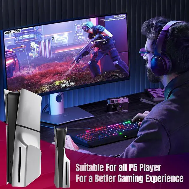 Alt view image 7 of 7 - BONAEVER [Faceplate for PS5 Slim Disc Edition] - Plates for PS5 Console Cover Plates, Premium ABS Faceplate Shell Covers for Playstation 5 Slim Disc Edition Silver