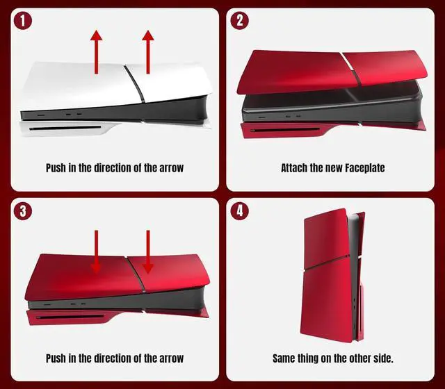 Alt view image 4 of 5 - BONAEVER [Faceplate for PS5 Slim Disc Edition] - Plates for PS5 Console Cover Plates, Premium ABS Faceplate Shell Covers for Playstation 5 Slim Disc Edition Red