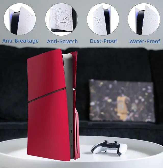 Alt view image 5 of 5 - BONAEVER [Faceplate for PS5 Slim Disc Edition] - Plates for PS5 Console Cover Plates, Premium ABS Faceplate Shell Covers for Playstation 5 Slim Disc Edition Red