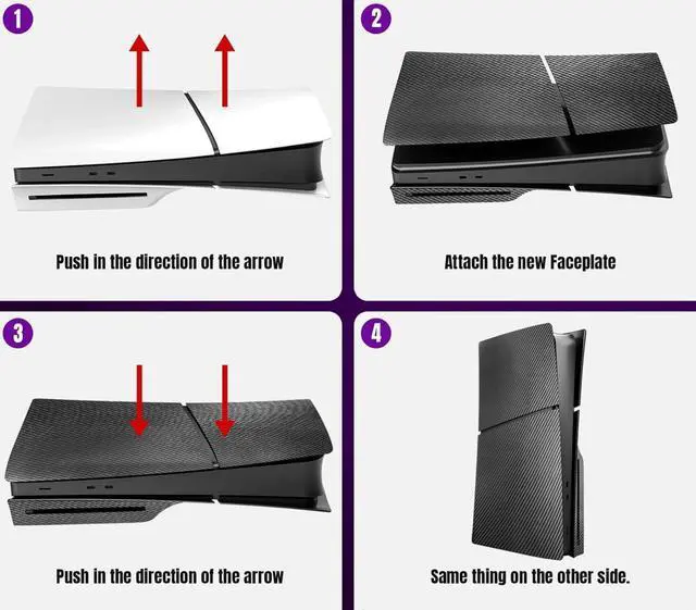Alt view image 3 of 7 - BONAEVER Slim Disc Edition Cover Plates for PS5 Slim Console, Shell Panels Compatible with Playstation 5 Slim Accessories Protective Replacement Faceplate - Carbon Fiber Black