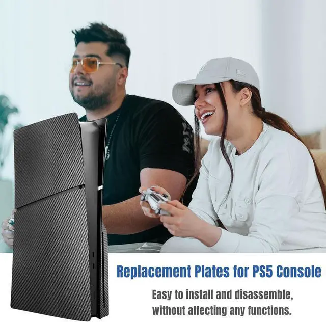Alt view image 4 of 7 - BONAEVER Slim Disc Edition Cover Plates for PS5 Slim Console, Shell Panels Compatible with Playstation 5 Slim Accessories Protective Replacement Faceplate - Carbon Fiber Black