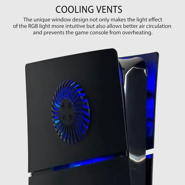 Alt view image 6 of 7 - BONAEVER Faceplate for PS5 Slim Disc Edition with RGB Light Strip and Dust Filter with Cooling Vents DOBEWINGDELOU 400+ Effects LED Light Ring Console Face Plate Cover DIY Decoration Kit Accessories