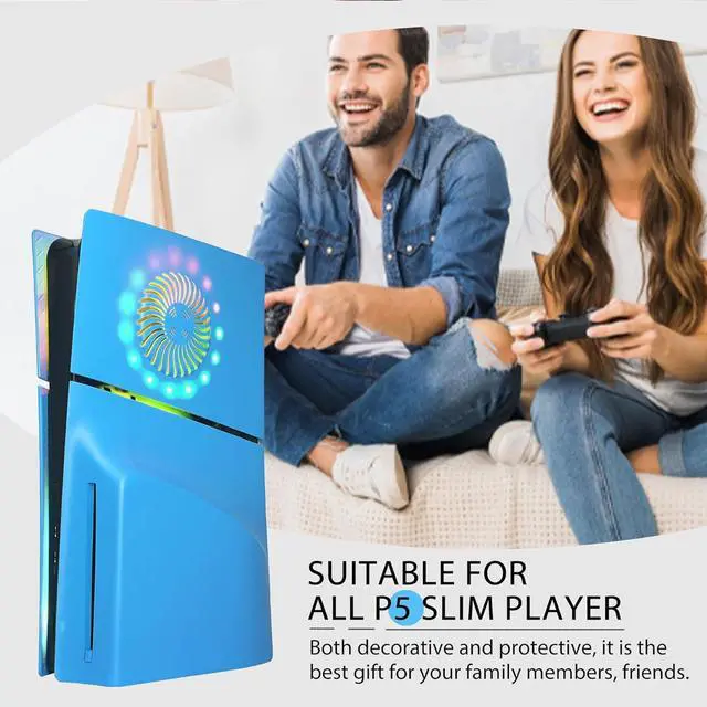 Alt view image 7 of 7 - BONAEVER Faceplate for PS5 Slim Disc Edition with RGB Light Strip and Dust Filter with Cooling Vents 400+ Effects LED Light Ring Console Face Plate Cover DIY Decoration Kit Accessories Blue