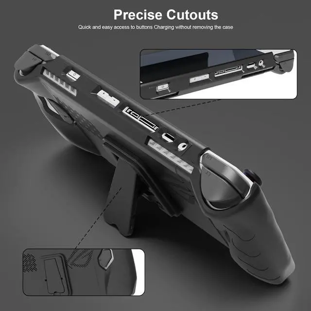 Alt view image 5 of 7 - BONAEVER Full Case for ASUS Rog Ally 2023, Protective Handheld Case Skin with Detachable Front Shell Cover and Kickstand for Rog Ally,Shockproof/Non-Slip/Anti-Collision Black
