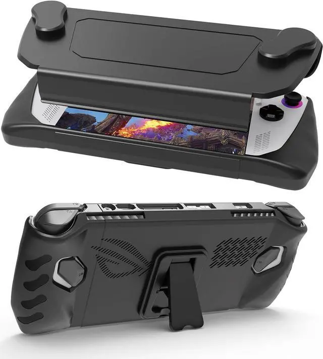 Main image of BONAEVER Full Case for ASUS Rog Ally 2023, Protective Handheld Case Skin with Detachable Front Shell Cover and Kickstand for Rog Ally,Shockproof/Non-Slip/Anti-Collision Black