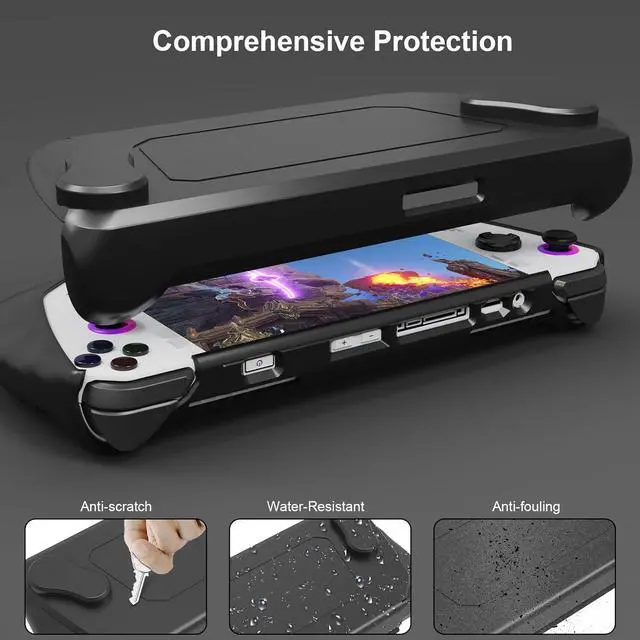 Alt view image 4 of 7 - BONAEVER Full Case for ASUS Rog Ally 2023, Protective Handheld Case Skin with Detachable Front Shell Cover and Kickstand for Rog Ally,Shockproof/Non-Slip/Anti-Collision Black