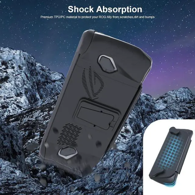 Alt view image 3 of 7 - BONAEVER Full Case for ASUS Rog Ally 2023, Protective Handheld Case Skin with Detachable Front Shell Cover and Kickstand for Rog Ally,Shockproof/Non-Slip/Anti-Collision Black