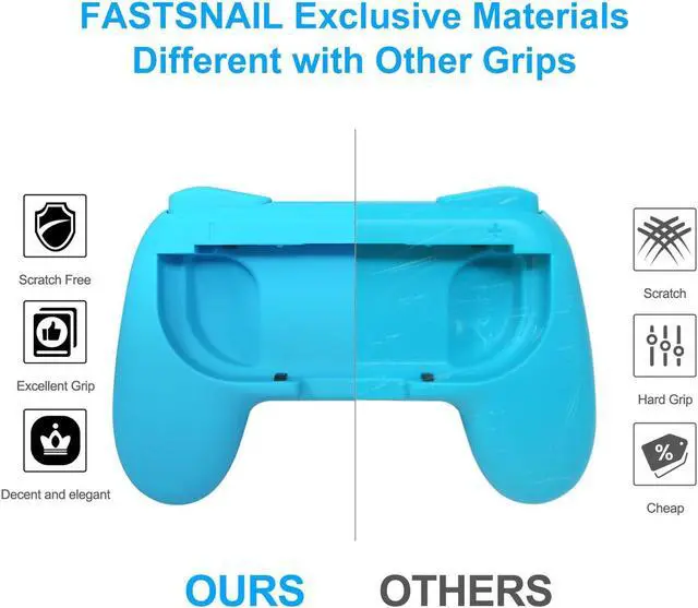 Alt view image 4 of 6 - BONAEVER Grips for Nintendo Switch Joy-Con, Wear-resistant Handle Kit for Switch Joy Cons Controller, 2 Pack Blue/Red