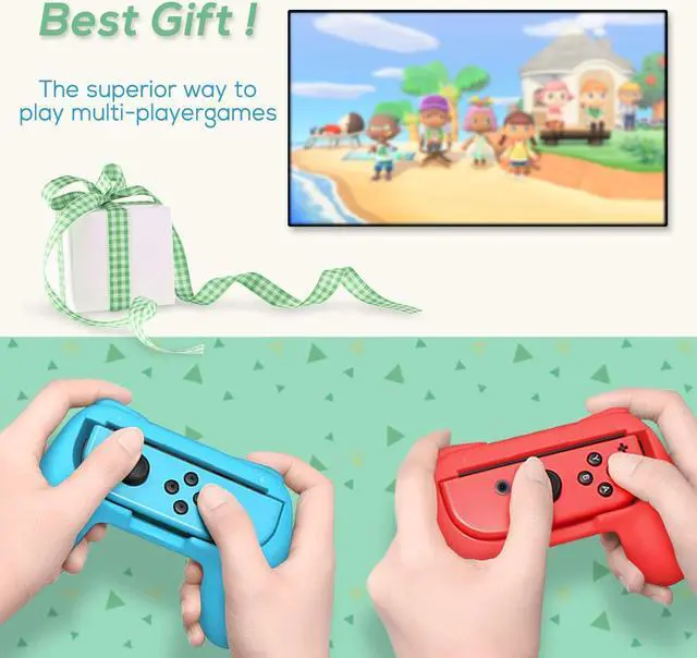 Alt view image 6 of 6 - BONAEVER Grips for Nintendo Switch Joy-Con, Wear-resistant Handle Kit for Switch Joy Cons Controller, 2 Pack Blue/Red