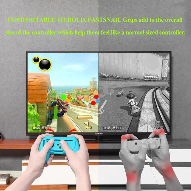 Alt view image 5 of 6 - BONAEVER Grips for Nintendo Switch Joy-Con, Wear-resistant Handle Kit for Switch Joy Cons Controller, 2 Pack Blue/Red