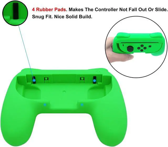 Alt view image 4 of 6 - BONAEVER Grips for Nintendo Switch Joy-Con, Wear-resistant Handle Kit for Switch Joy Cons Controller, 2 Pack Pink/Green